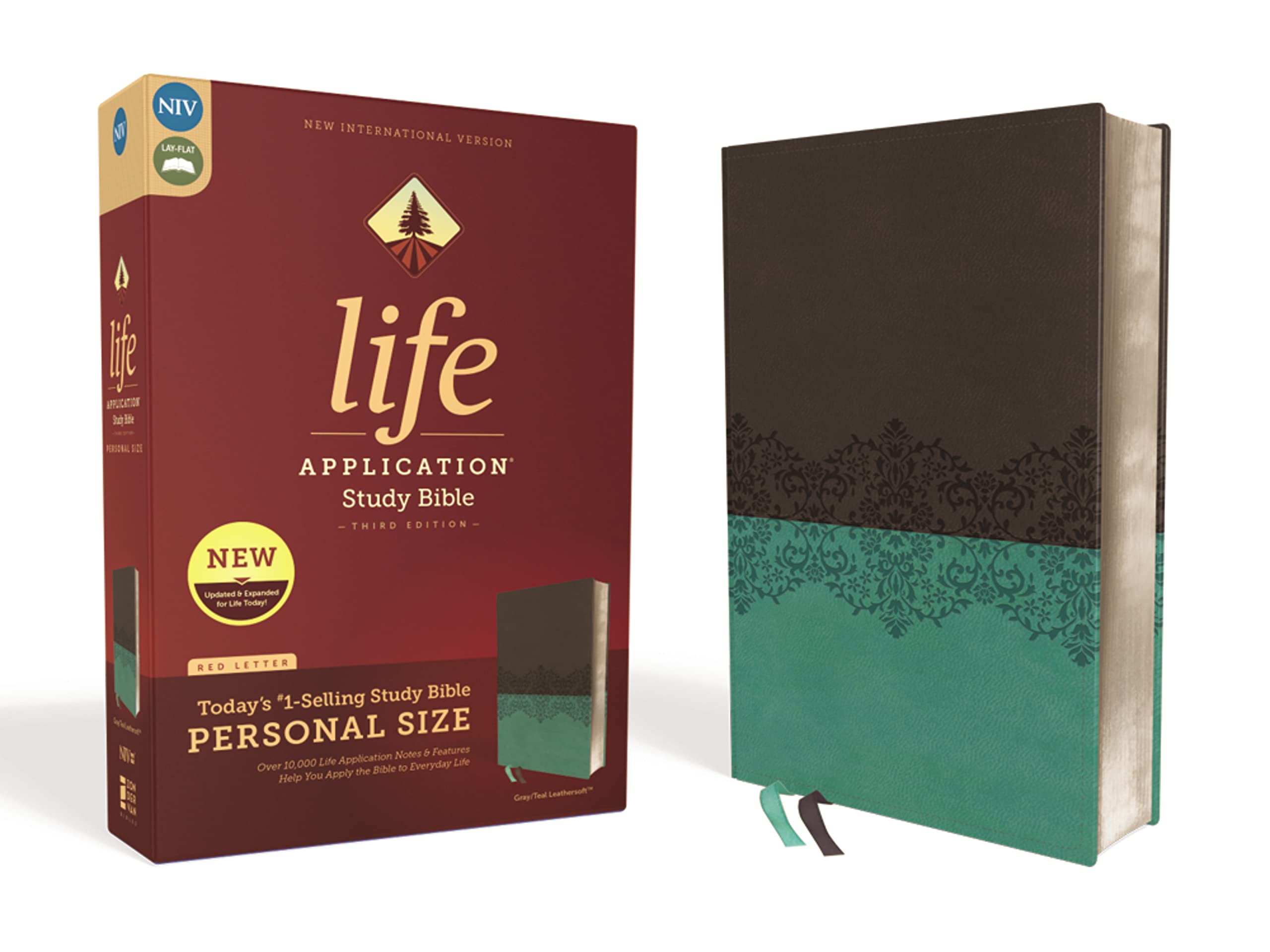 Niv, Life Application Study Bible, Third Edition, Personal Size, Leathersoft, Gray/Teal, Red Letter
