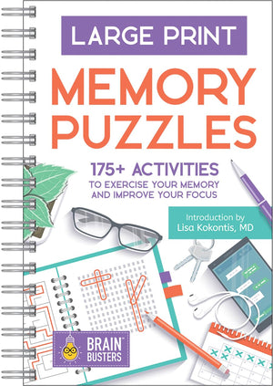 Large Print Memory Puzzles: 175+ Puzzles And Activities For Adults To Exercise Memory And Improve Focus  Includes Spiral Bound ,Used
