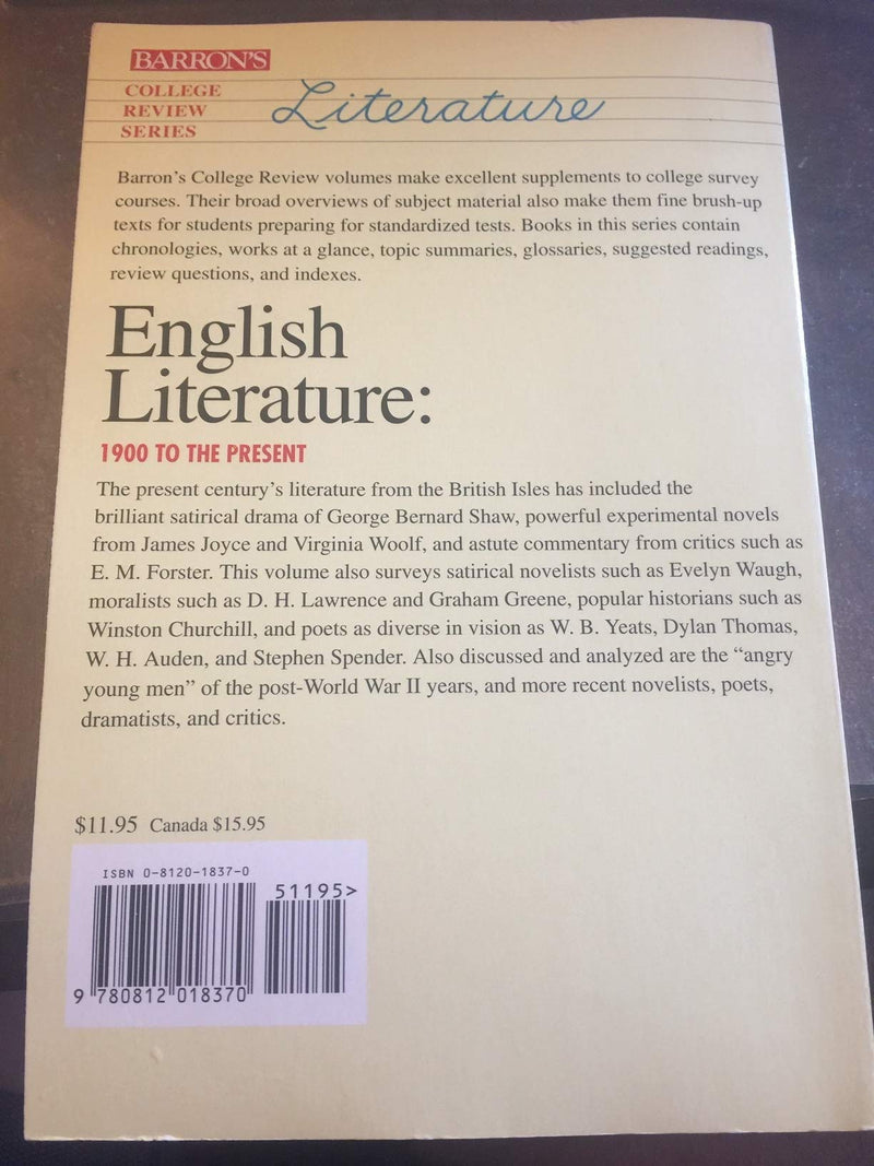 English Literature: 1900 To the Present (College Review Series),Used