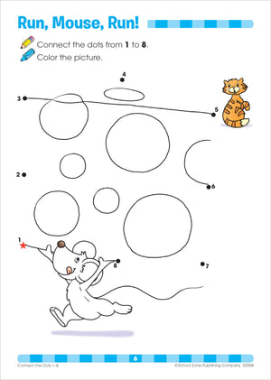 School Zone  Connect The Dots Workbook  32 Pages, Ages 3 To 5, Preschool, Kindergarten, Dottodots, Counting, Number Puzzles,,Used