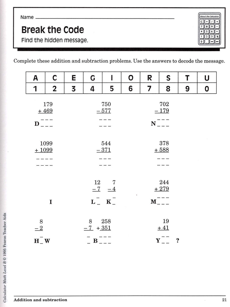 Calculator Math, Level B: Multiplication, Division, Estimation, Problem Solving, Number Games And More!