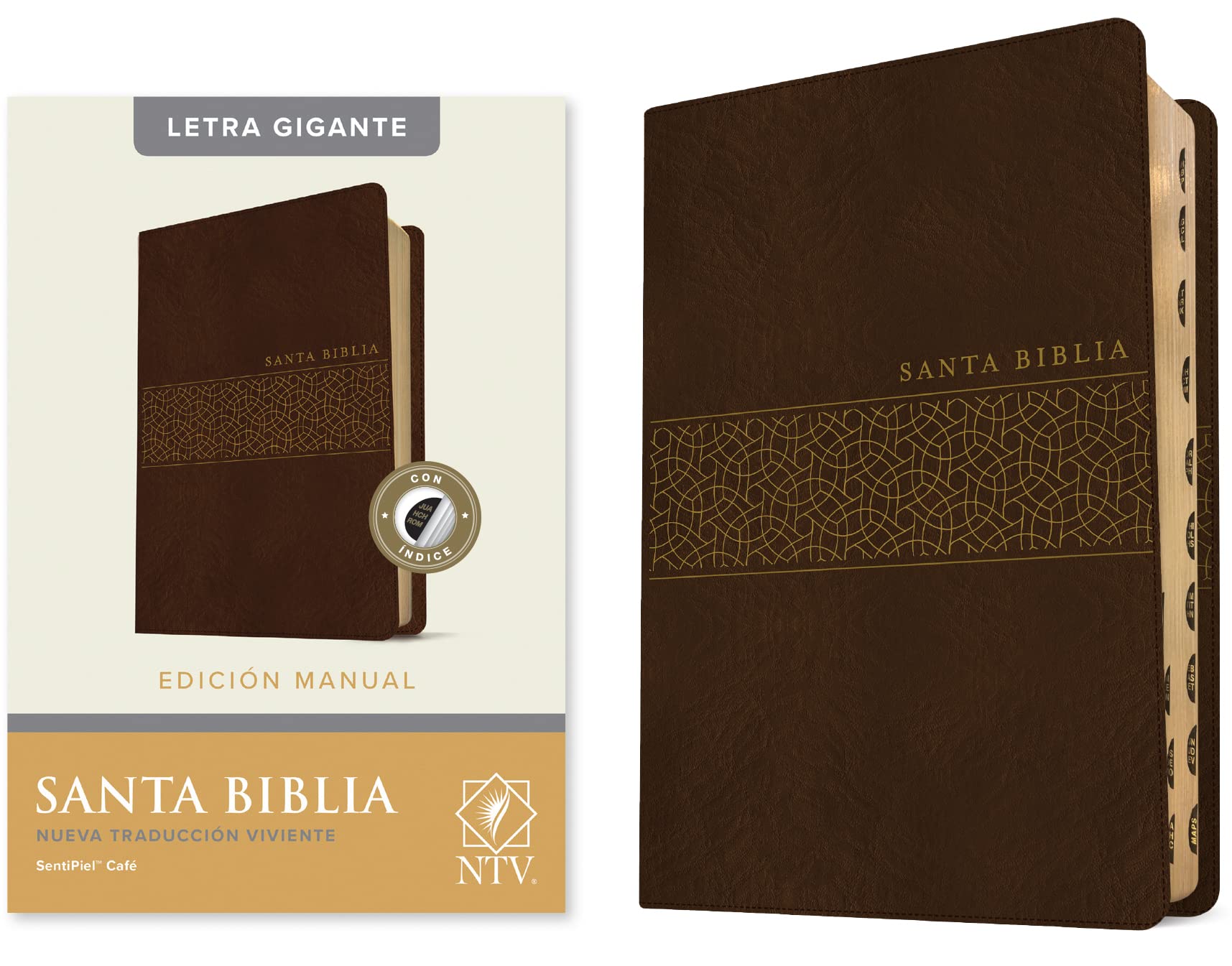 Santa Biblia NTV, Edicin manual, letra gigante (SentiPiel, Caf, ndice, Letra Roja) (Spanish Edition),Used