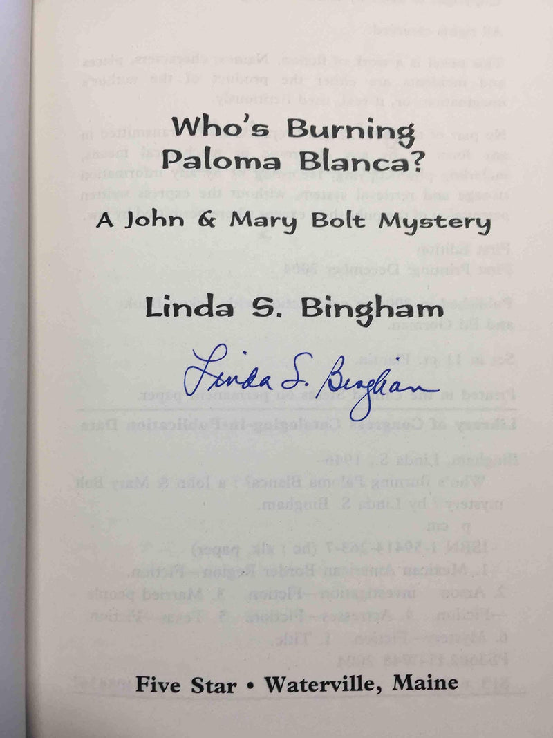 Who's Burning Paloma Blanca? A John & Mary Bolt Mystery,Used