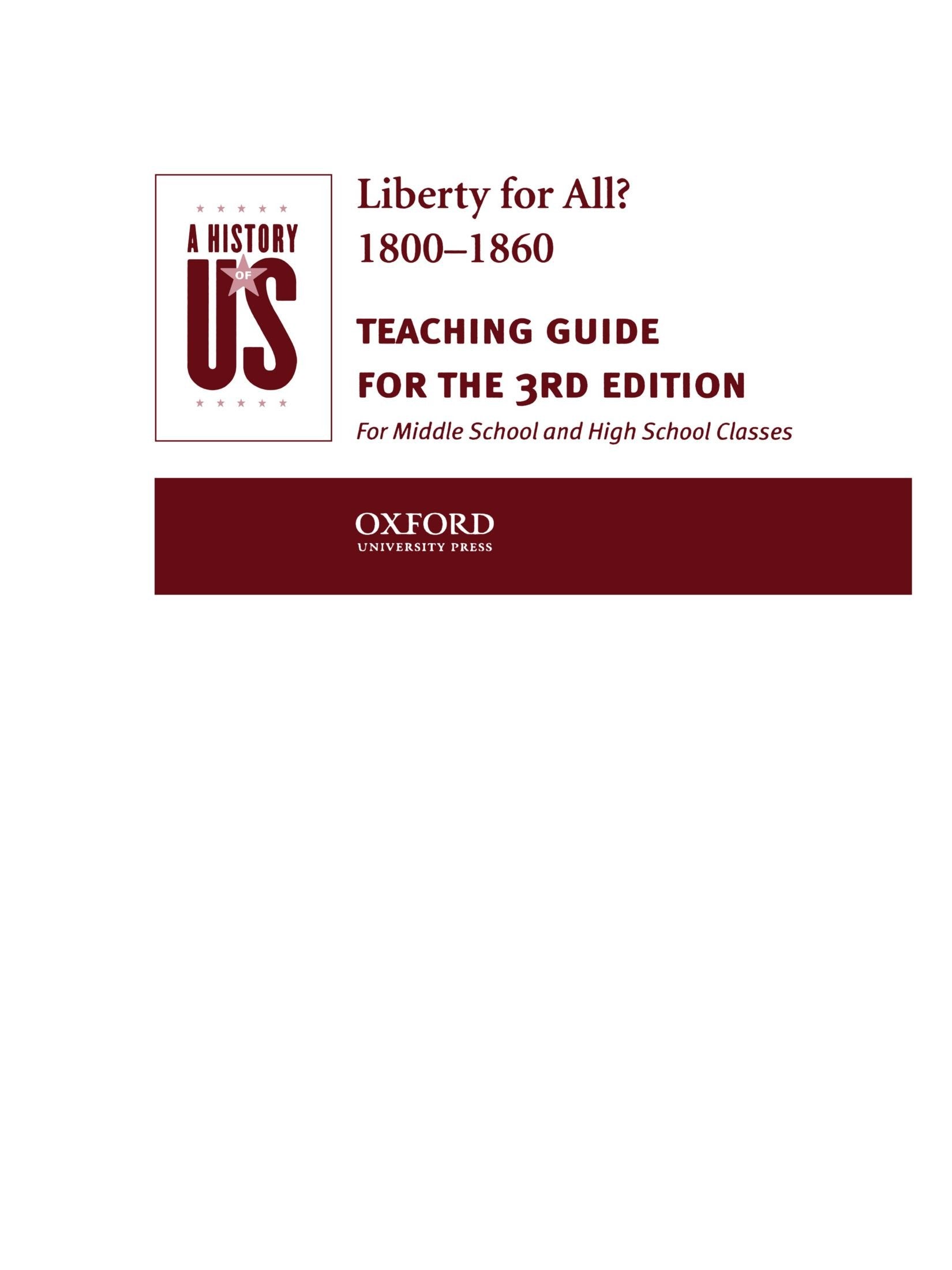 A History of Us: Liberty for All? 18001860 Teaching Guide (History of Us),Used