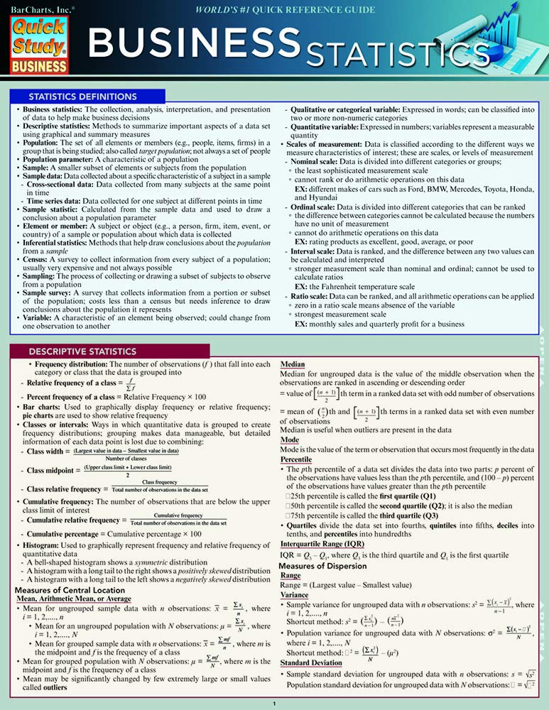 Business Statistics (Quick Study Business),Used