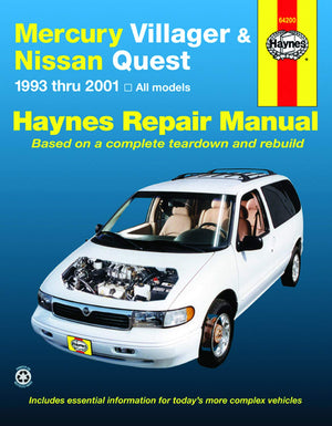 Mercury Villager & Nissan Quest (9301) Haynes Repair Manual (Haynes Repair Manuals)-used