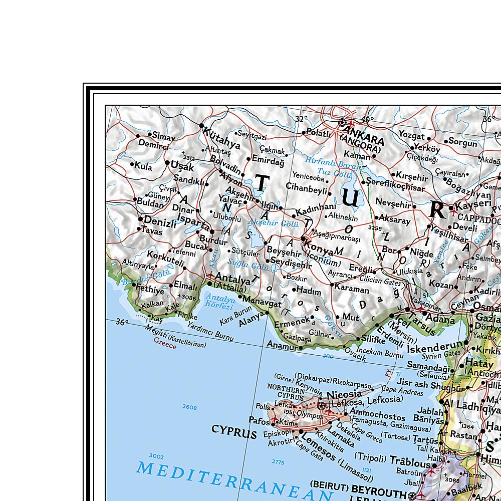 National Geographic: Middle East Classic Wall Map  Laminated (30.25 x 23.5 inches) (National Geographic Reference Map),New
