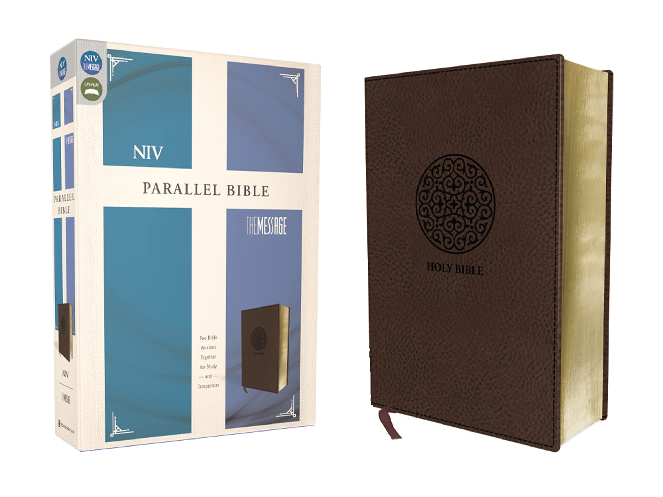 NIV, The Message, Parallel Bible, Leathersoft, Brown: Two Bible Versions Together for Study and Comparison,New