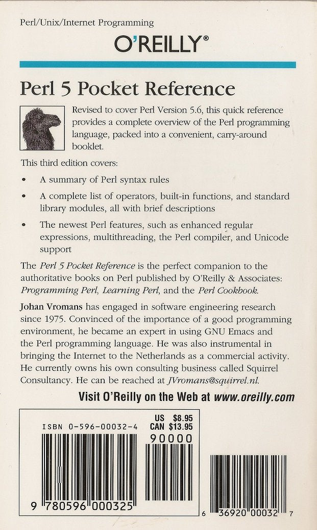 Perl 5 Pocket Reference: Programming Tools,Used