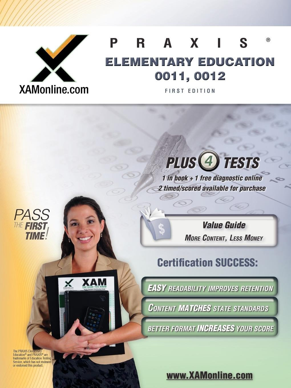 PRAXIS Elementary Education 0011, 0012 Test Prep Teacher Certification Test Prep Study Guide (XAM PRAXIS, 1),Used
