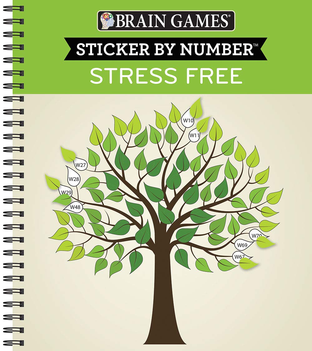 Brain Games  Sticker by Number: Stress Free (28 Images to Sticker),New