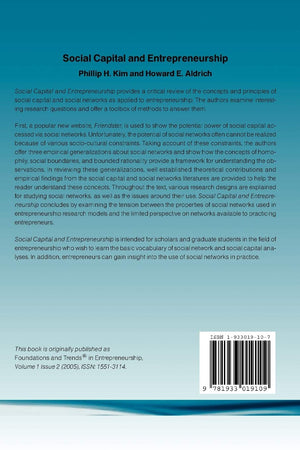 Social Capital and Entrepreneurship (Foundations and Trends(r) in Entrepreneurship),New