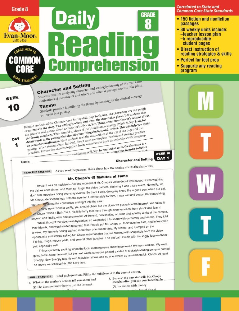 Daily Reading Comprenesion, Grade 8 (Daily Reading Comprehension),Used