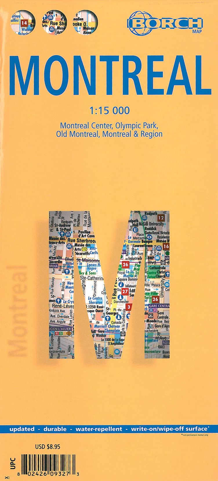 Laminated Montreal Map by Borch (English Edition),Used