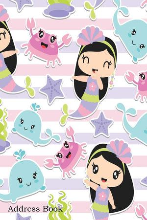 Address Book: For Contacts, Addresses, Phone, Email, Note,Emergency Contacts,Alphabetical Index With Pattern Cute Mermaid Girl,Used
