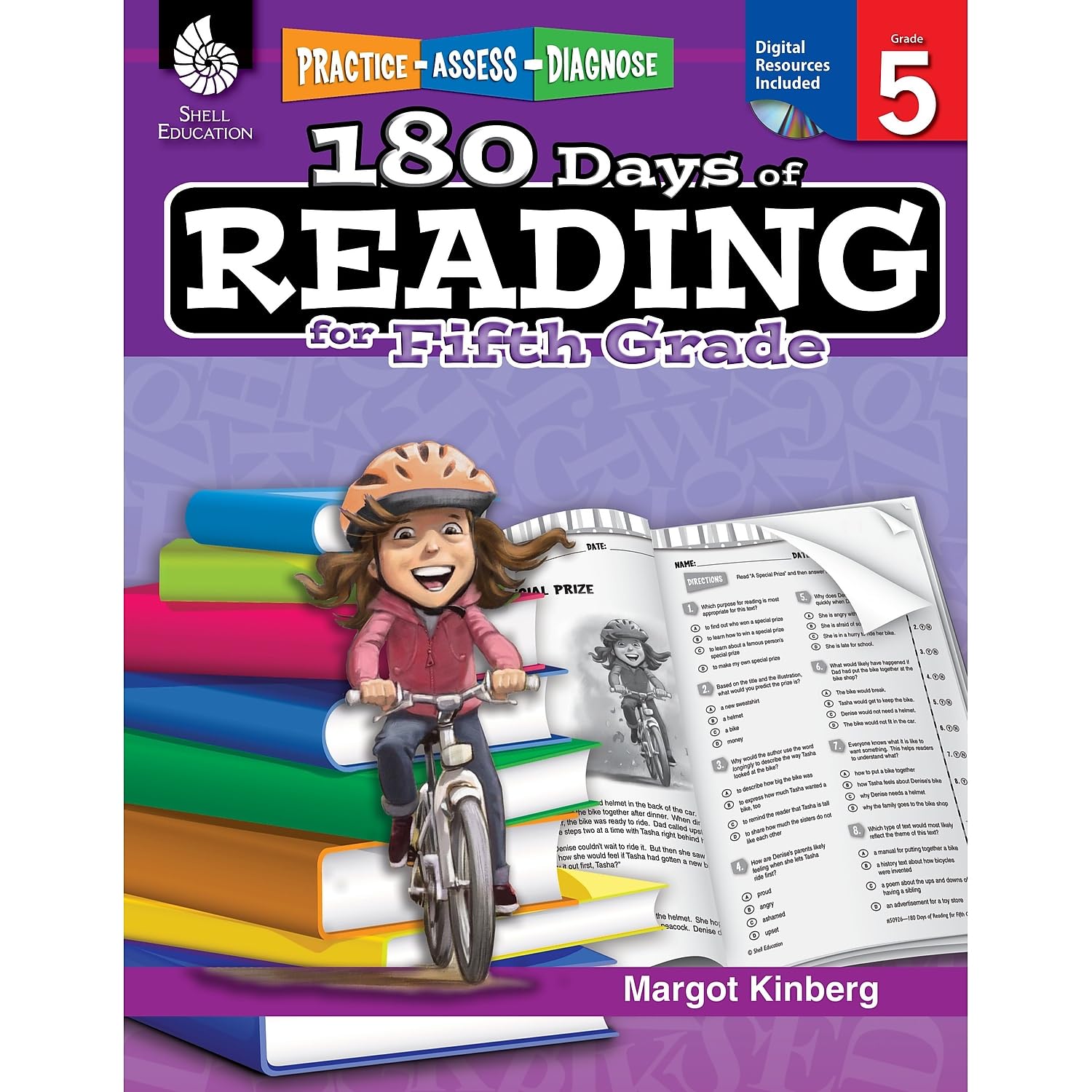 180 Days of Reading: Grade 5  Daily Reading Workbook for Classroom and Home, Reading Comprehension and Phonics Practice, School,New