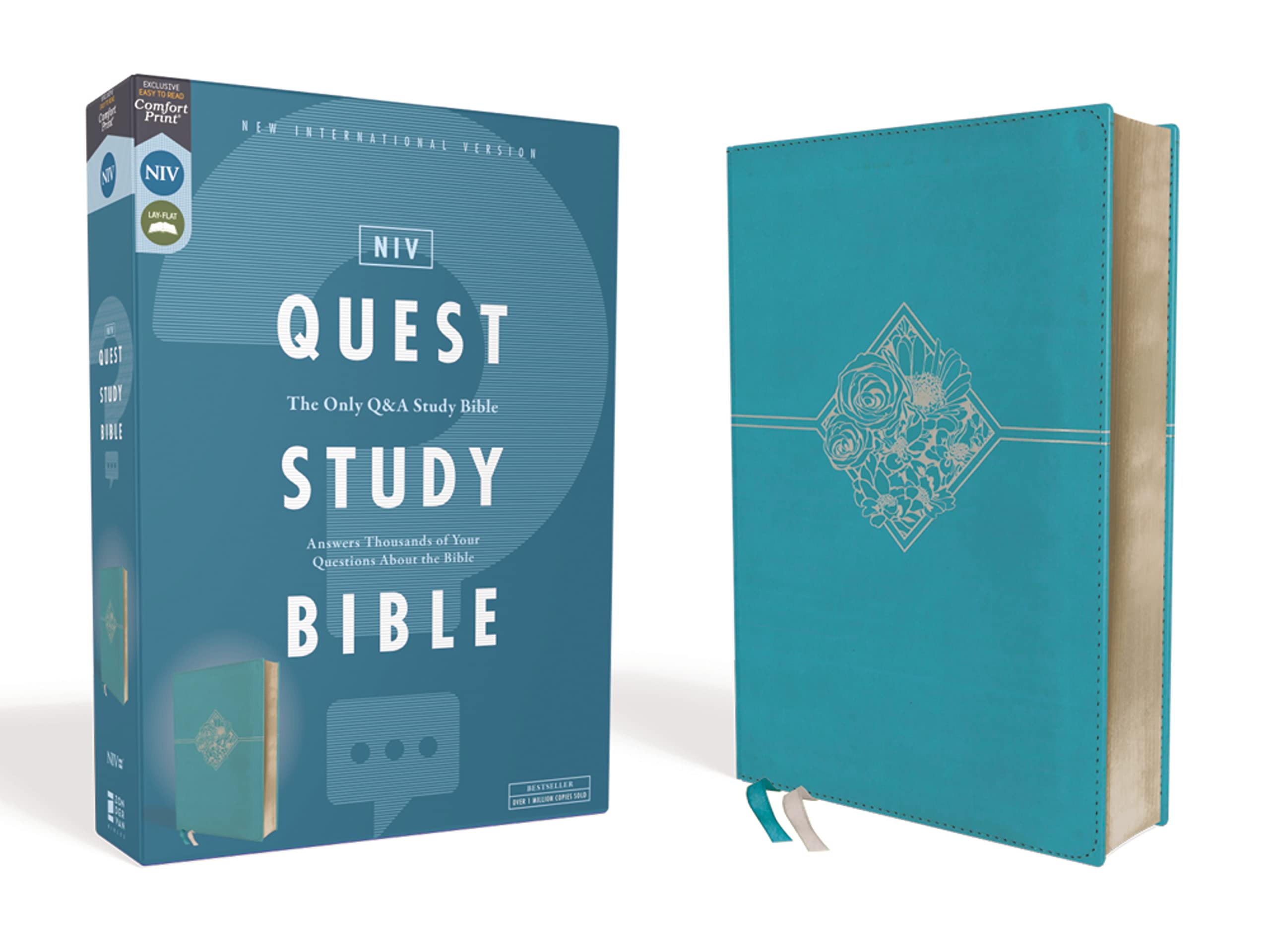NIV, Quest Study Bible, Leathersoft, Teal, Comfort Print: The Only Q and A Study Bible,New