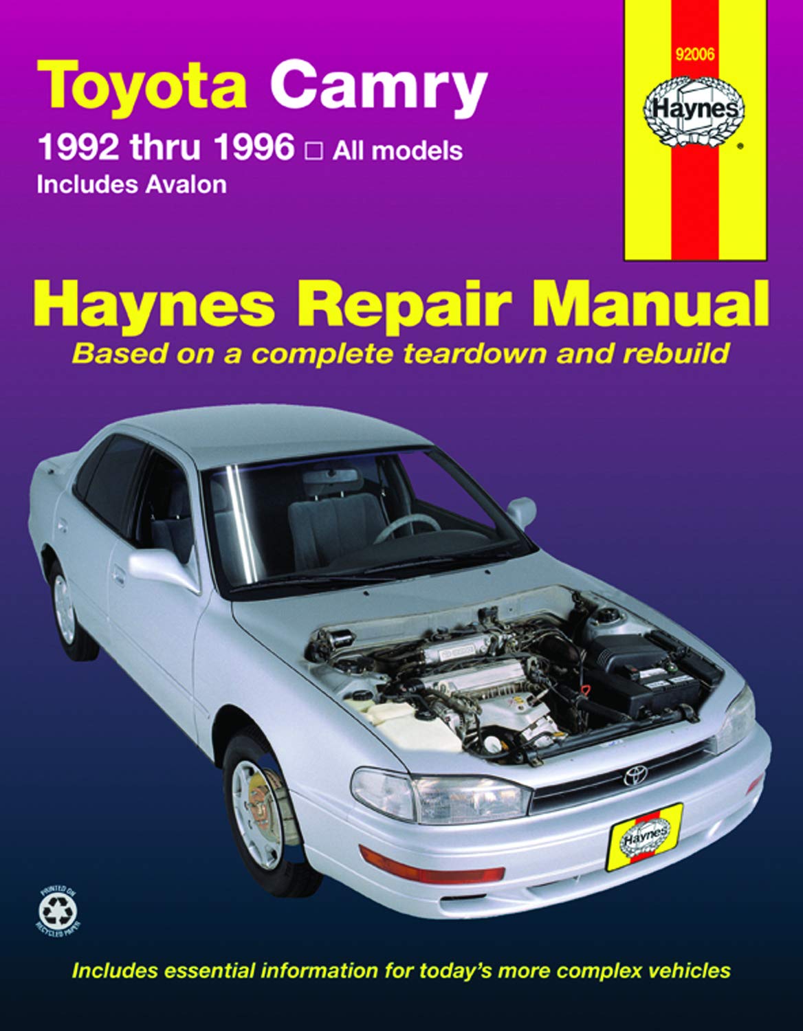 Toyota Camry Automotive Repair Manual: All Toyota Camry and Avalon Models 1992 thru 1996 (Haynes Repair Manuals),Used