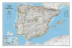National Geographic Spain And Portugal Wall Map  Classic (33 X 22 In) (National Geographic Reference Map)