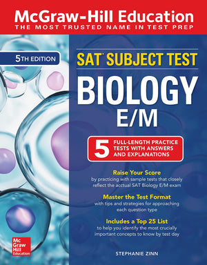 McGrawHill Education SAT Subject Test Biology E/M, Fifth Edition,Used