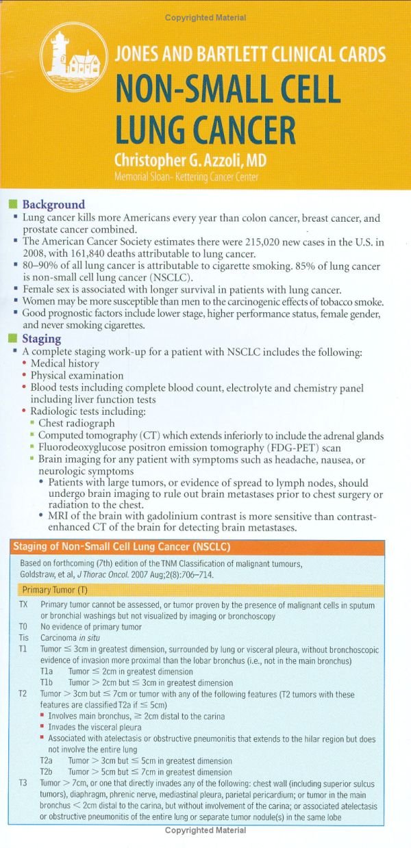 J & B Clinical Card: NonSmall Cell Lung Cancer,Used