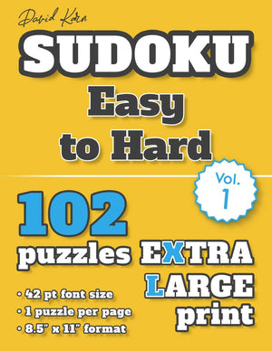 David Karn Sudoku  Easy to Hard Vol 1: 102 Puzzles, Extra Large Print, 42 pt font size, 1 puzzle per page,Used