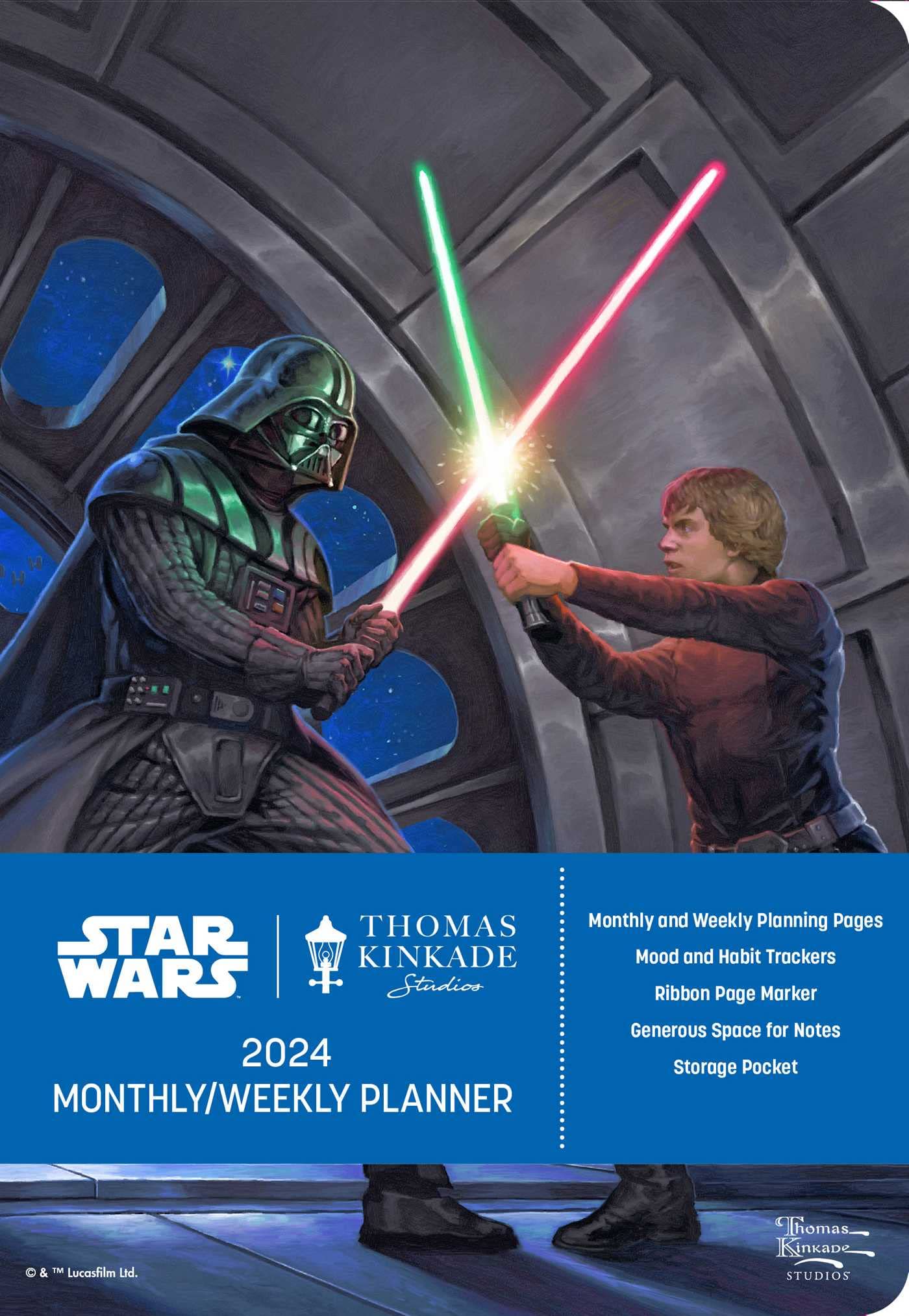 Star Wars By Thomas Kinkade Studios 12Month 2024 Monthly/Weekly Planner Calendar,New