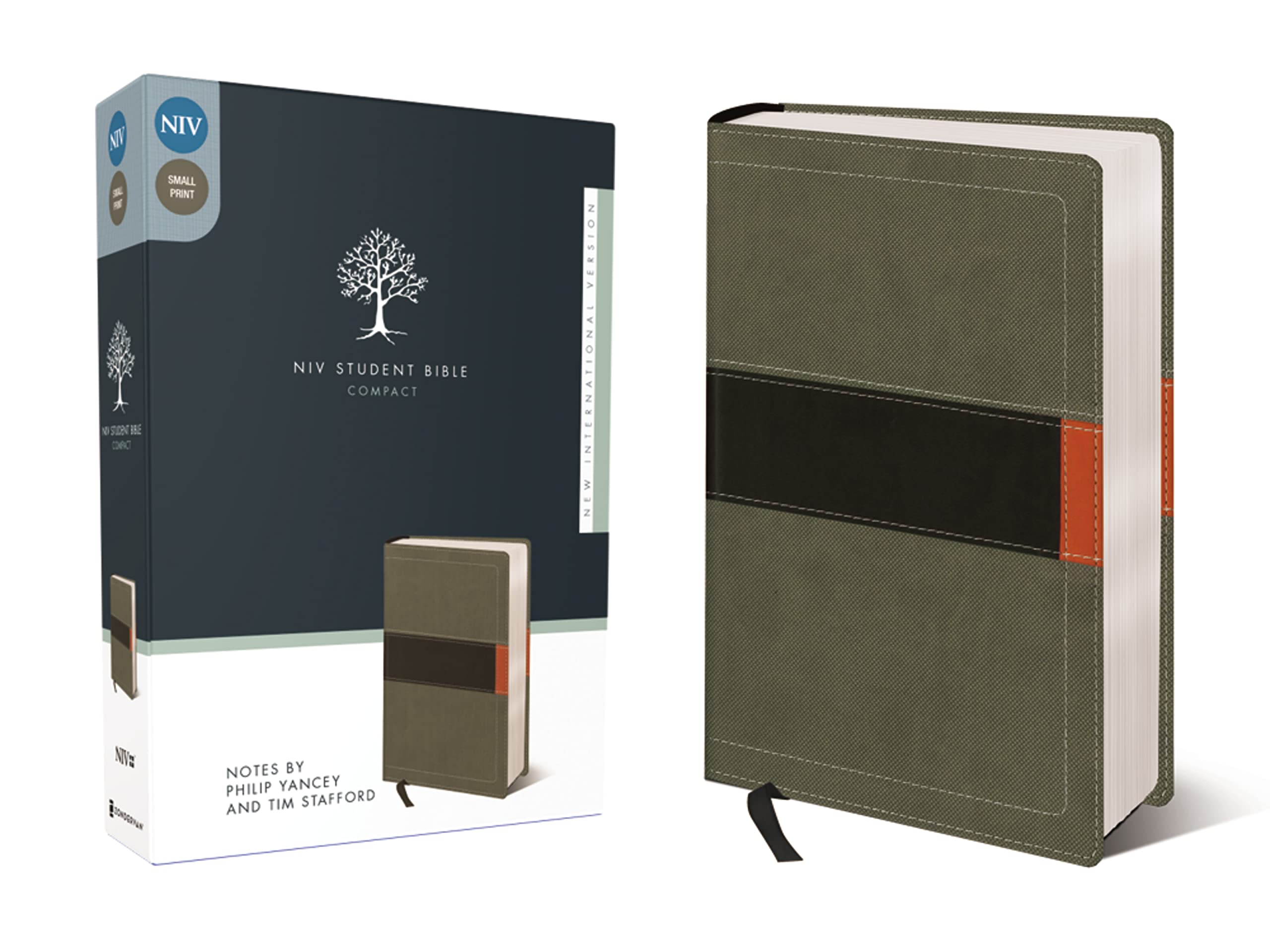 Niv, Student Bible, Compact, Leathersoft, Gray/Green