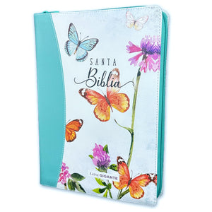 Biblia Para Mujeres Letra Gigante Reina Valera 1960 Cubierta Floral Y Mariposa Con Indice