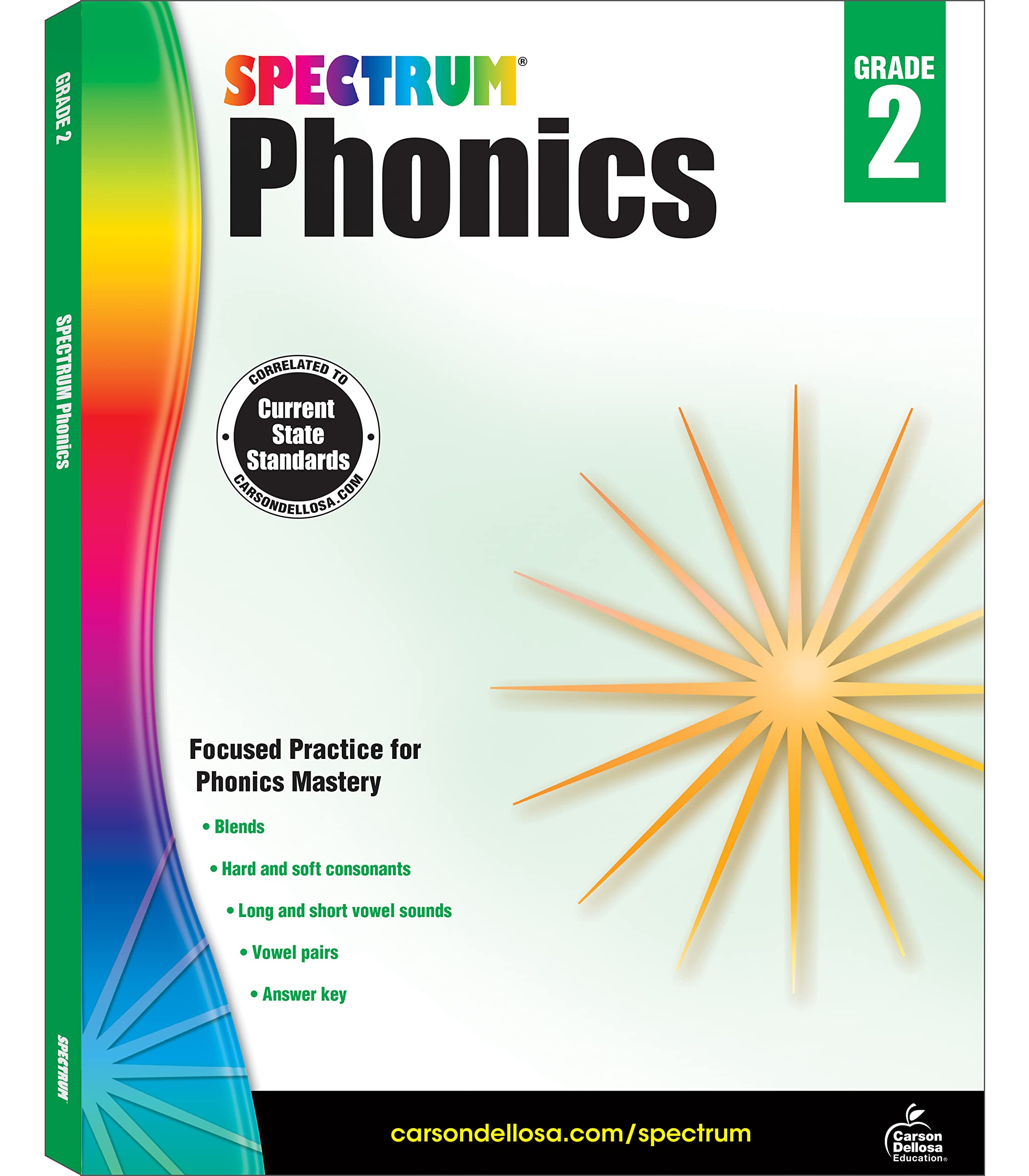 Spectrum Grade 2 Phonics Workbook, Sight Words Vocabulary, Vowels, Blends, Spelling, Grammar, and More, Language Arts Classroom ,New