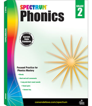 Spectrum Grade 2 Phonics Workbook, Sight Words Vocabulary, Vowels, Blends, Spelling, Grammar, and More, Language Arts Classroom ,New