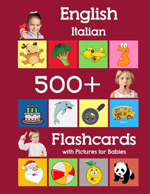 English Italian 500 Flashcards with Pictures for Babies: Learning homeschool frequency words flash cards for child toddlers pres,Used