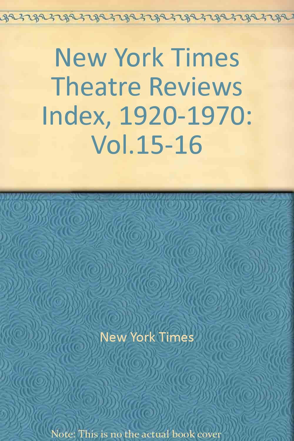 New York Times Theatre Reviews; Index 1920,Used