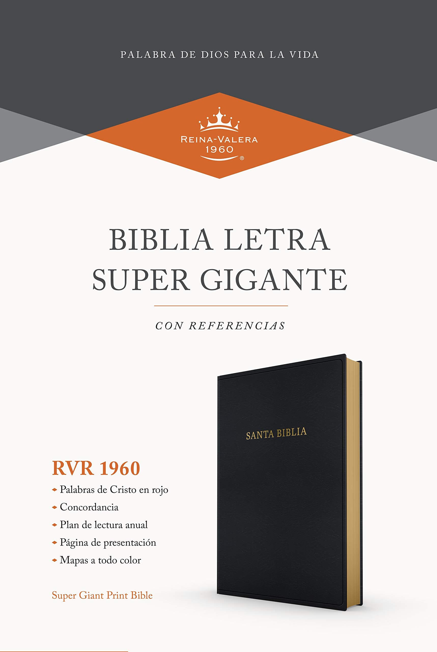 Biblia Reina Valera 1960 Letra s?per gigante negro, imitaci?n piel  RVR 1960 Super Giant Print Bible, Black, Imitation leather (