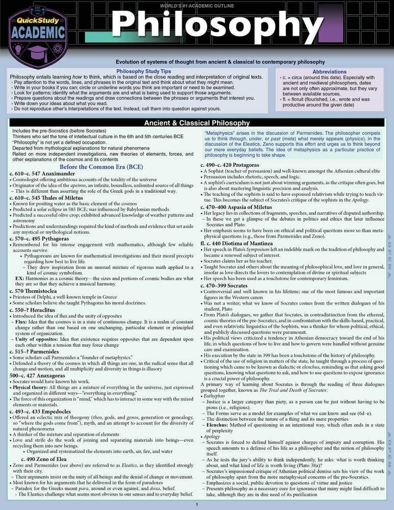 Philosophy: A Quickstudy Laminated Reference Guide (Quickstudy Reference Guide)