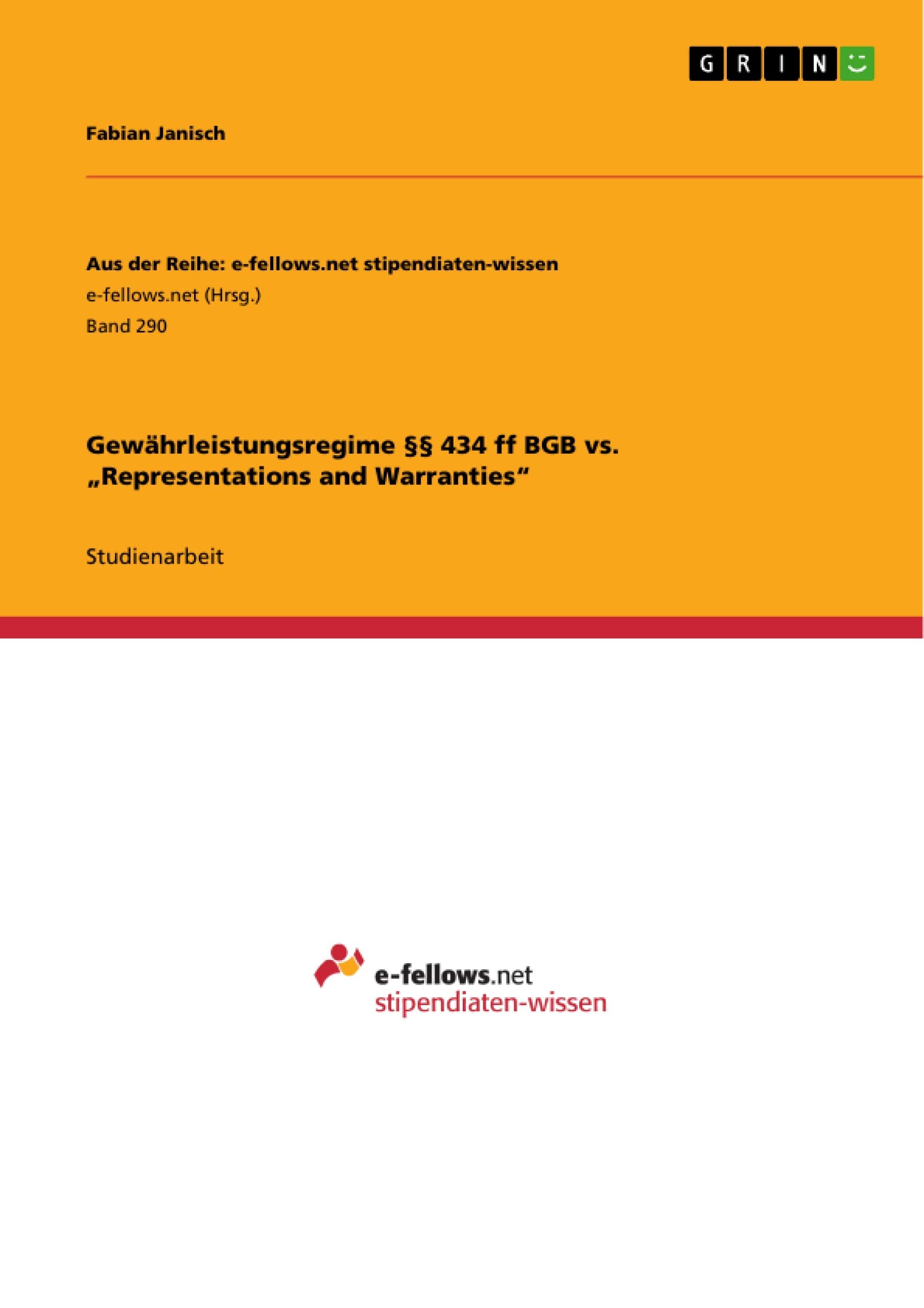 Gewhrleistungsregime  434 Ff Bgb Vs. 'Representations And Warranties' (German Edition),Used