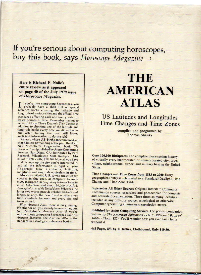 The American Atlas: Us Latitudes and Longitudes, Time Changes, and Time Zones,Used