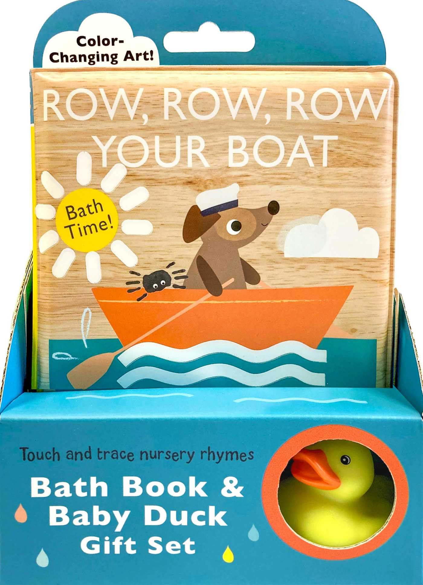 Touch and Trace Nursery Rhymes: Row, Row, Row Your Boat Bath Book & Baby Duck Gift Set,New