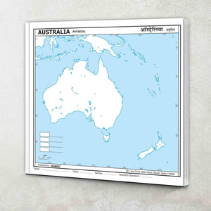 Small - 100 Australia Physical Outline Map For School|Exploring Australia: Compact Physical Outline Map For School