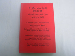A Marvin Bell Reader: Selected Poetry and Prose (The Bread Loaf Series),Used