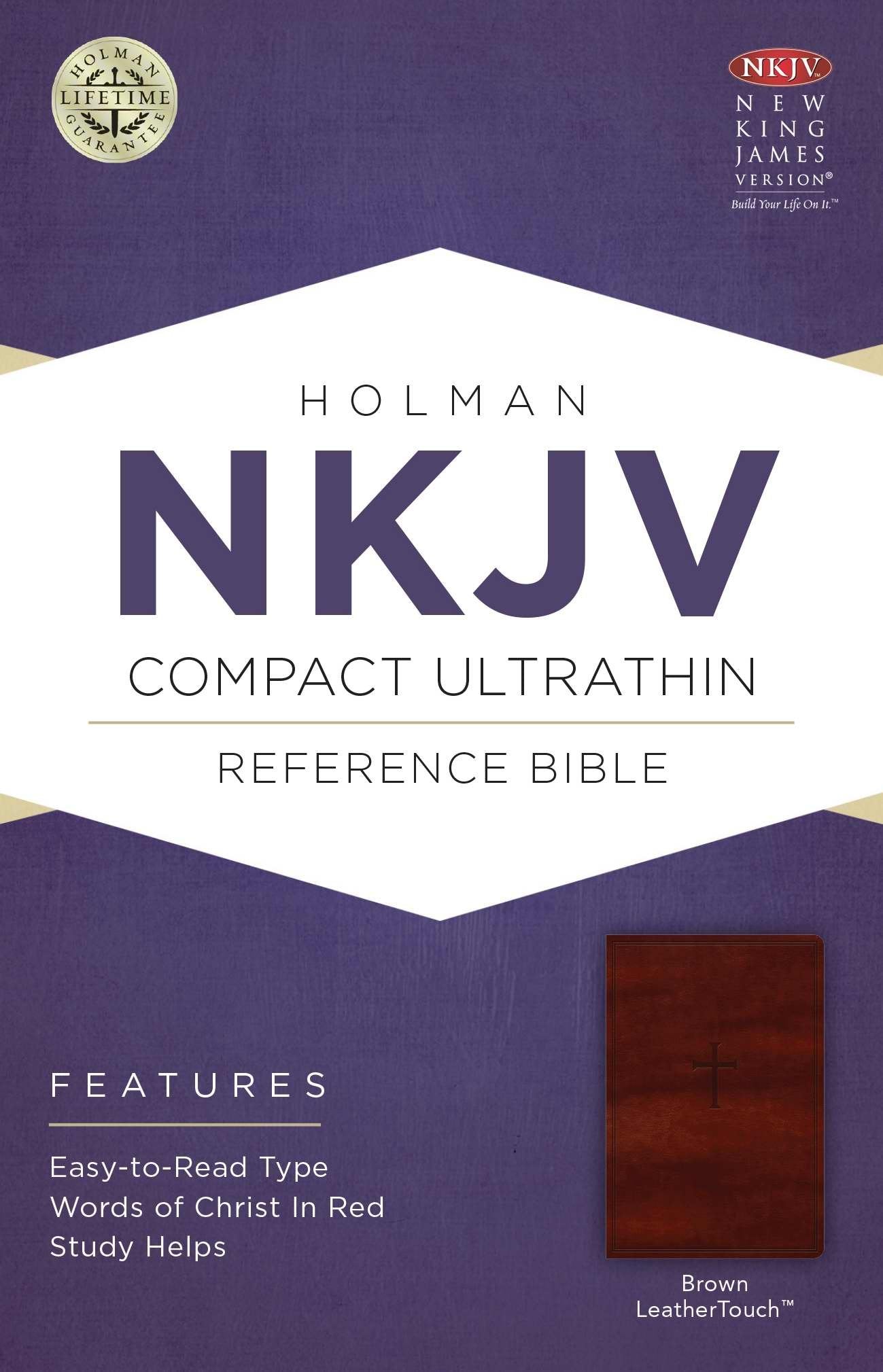 NKJV Compact Ultrathin Bible, Brown LeatherTouch,New