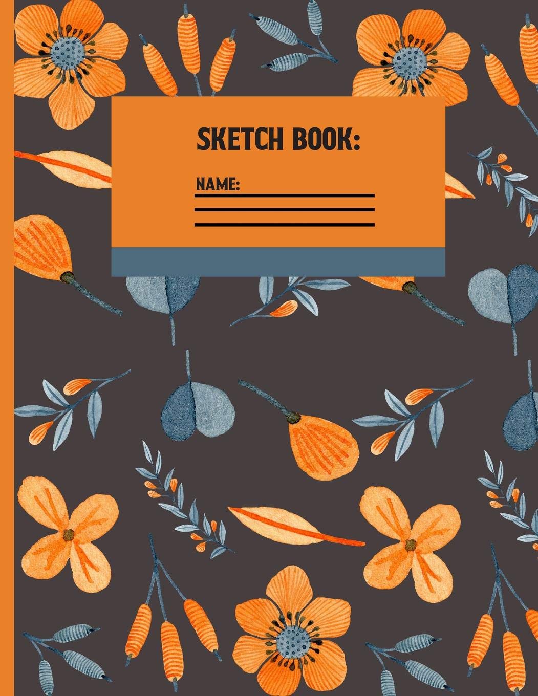 Sketchbook: Orange Floral Sketch paper to draw, and sketch in 120 pages (8.5x11 Inch).,Used