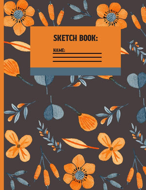Sketchbook: Orange Floral Sketch paper to draw, and sketch in 120 pages (8.5x11 Inch).,Used