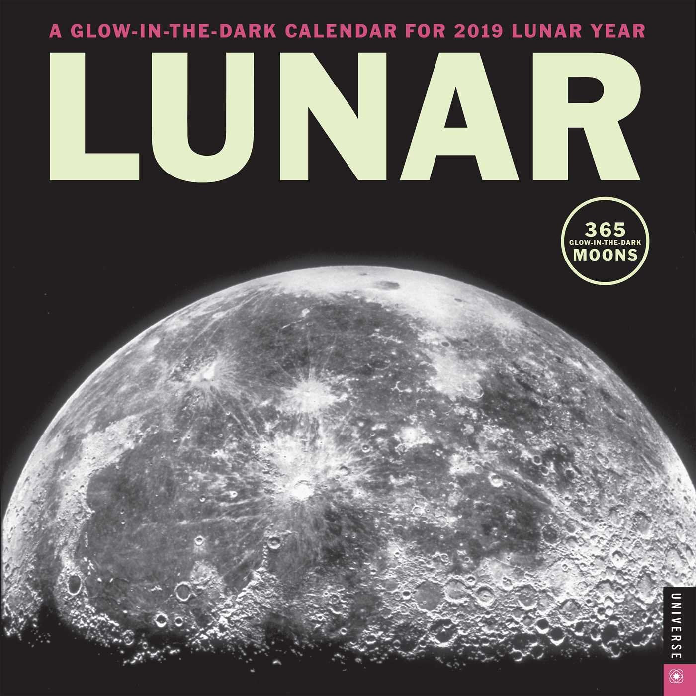 Lunar 2019 Wall Calendar: A GlowintheDark Calendar for the Lunar Year,Used