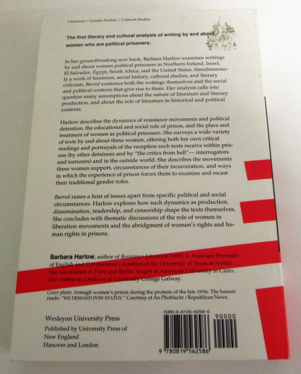 Barred: Women, Writing, and Political Detention,Used
