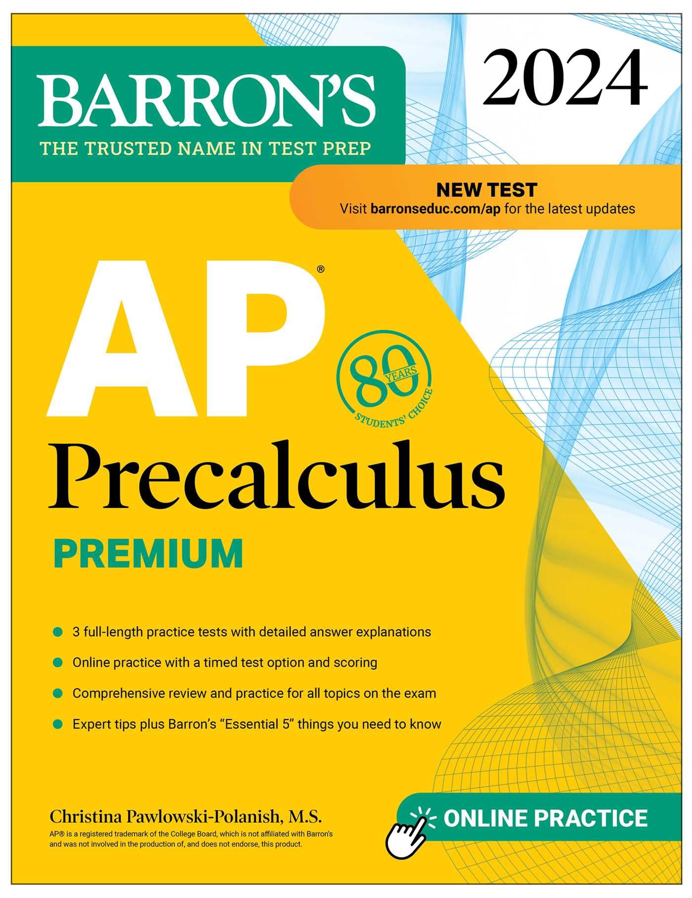 Ap Precalculus Premium, 2024: 3 Practice Tests + Comprehensive Review + Online Practice (Barron'S Ap Prep),Used
