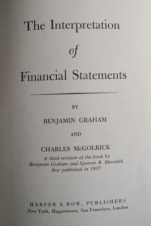 The Interpretation of Financial Statements, Third Revised Edition,New