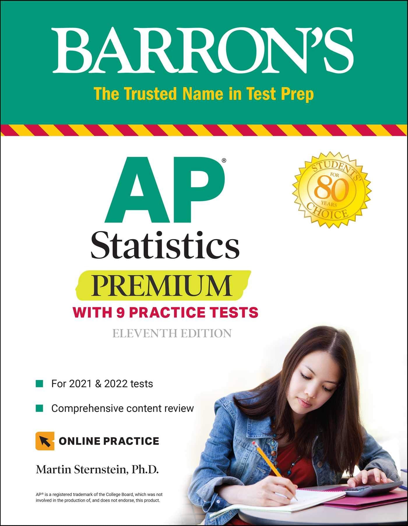 AP Statistics Premium: With 9 Practice Tests (Barron's Test Prep),Used