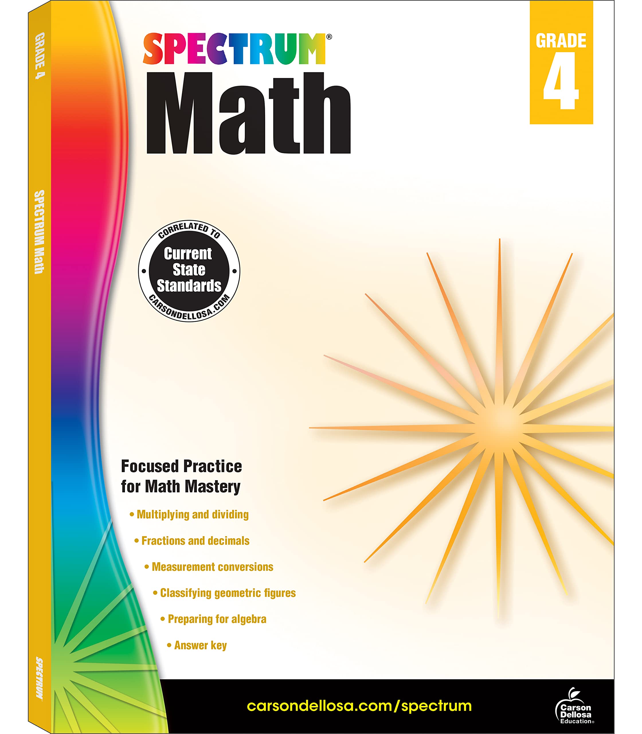 Spectrum 4th Grade Math Workbooks, Ages 9 to 10, 4th Grade Math, Multiplication, Division, Fractions, Decimals, Algebra, Measure,Used