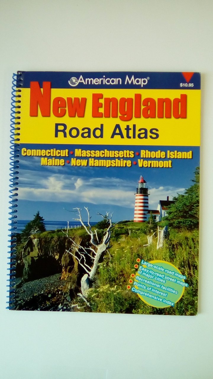 American Map New England: Road Atlas: Connecticut  Massachusetts  Rhode Island  Maine  New Hampshire  Vermont,Used